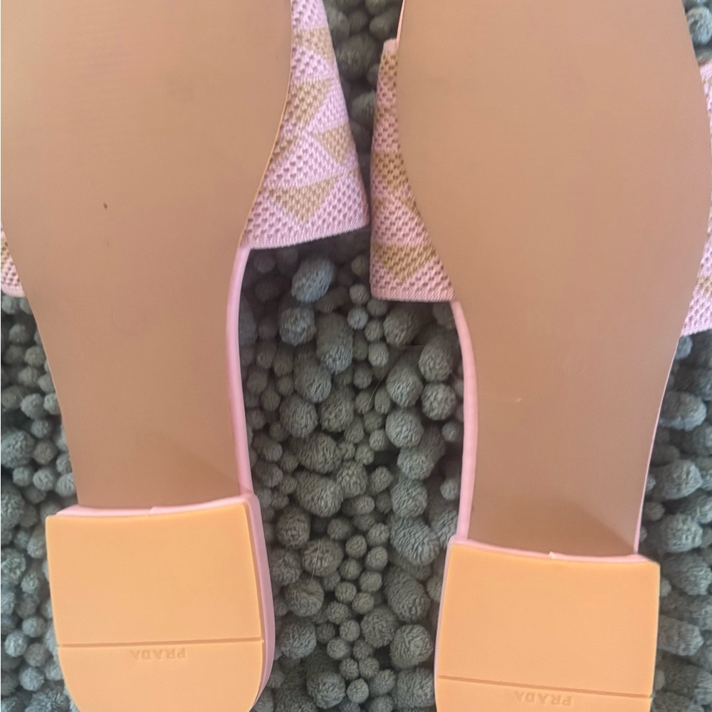 Pink Mesh Slide Sandals with Gold Logo - Picture 5 of 8